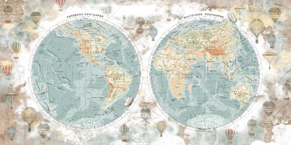 Фотообои Винтажная карта мира